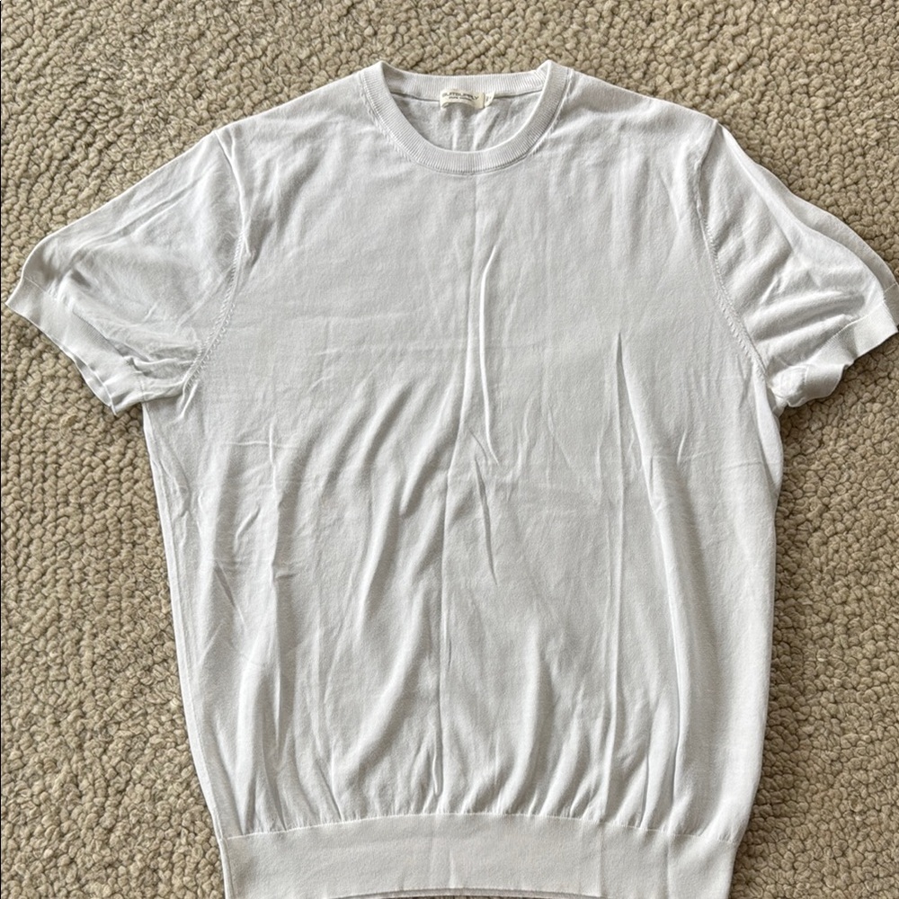 White Short Sleeve Knit Top